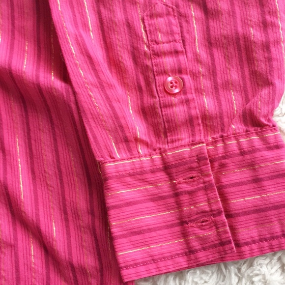 6/$20Basic Editions pink gold stripebutton up sz L - Picture 3 of 8